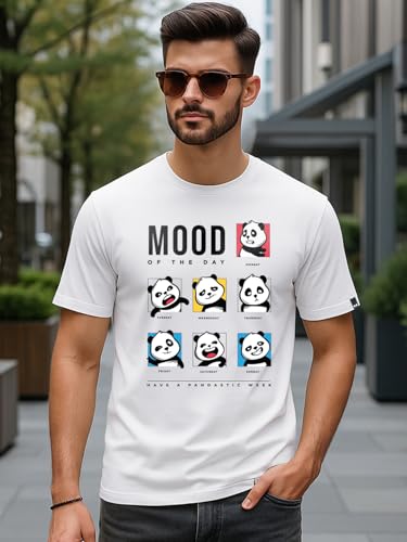 Image of Bewakoof Men's Printed 100% Cotton T-Shirt - Regular Fit, Round Neck, Half Sleeves