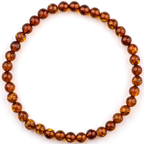 Image of Amber Culture Amber Stretch Bracelet - Handmade 5mm Beads 100% Baltic Natural Baltic Amber Stone - Unisex with Gift Box Multiple Colors