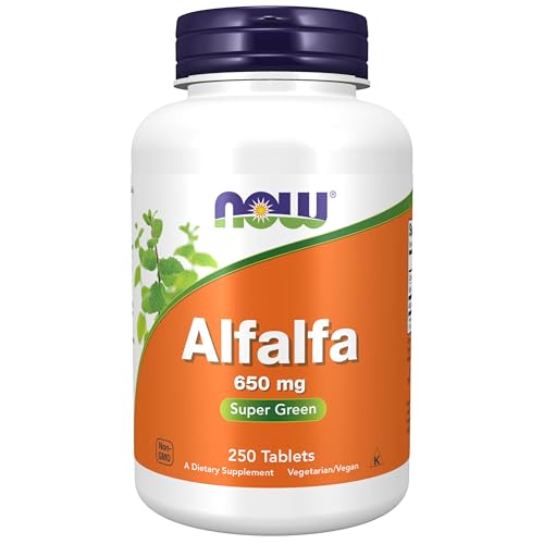 Image of NOW Foods Supplements, Alfalfa 650 mg source of Vitamin K, Green Superfoods, 250 Tablets