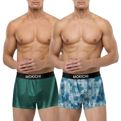 Image of Men's Microfiber Boxer Briefs Pack of 2 | Ultra Soft Stretch Trunks | Moisture-Wicking Breathable Innerwear | Printed Premium Underwear for Men | Comfortable Elastic Waistband