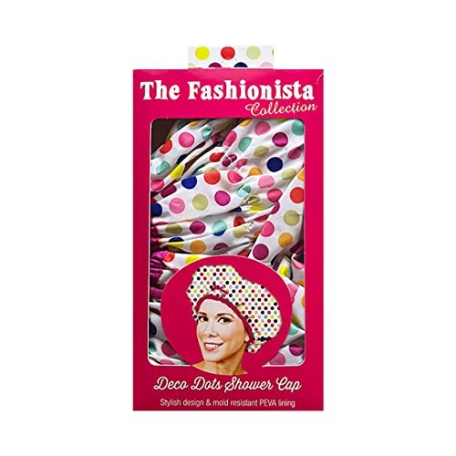 Reusable Shower Cap & Bath Cap & Lined, Oversized Waterproof Shower Caps Large Designed For All Hair Lengths With Peva Lining & Elastic Band Stretch Hem Hair Hat - Fashionista Deco Dots #TOP5