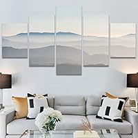 SIGNWIN 5 Panel Canvas Wall Art White Sunset for Home Decorations Ready to Hang - 60