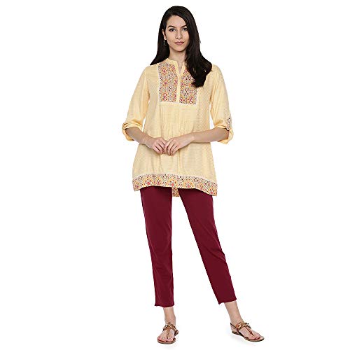 Image of GO COLORS Cotton Stretch Kurti Pants Full Length for Women | Breathable, Mid Rise, Tall