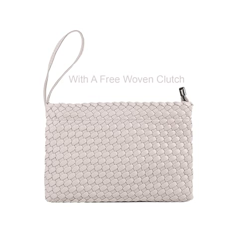 Image of Woven Tote Bag for Women with Purse, Vegan Leather Handwoven Top Handle Handbag for Travel, Work, Gym
