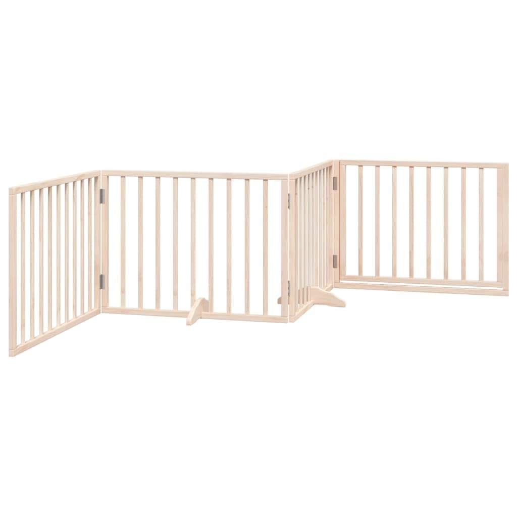 Homgoday Barrera para Perros,Barrera de Seguridad para Perros Mascotas,Valla Perros Interior Puerta para Perros Plegable 4 Paneles Madera de álamo 320 cm