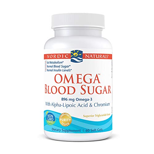 Nordic Naturals Omega Blood Sugar, Lemon - 60 Soft Gels - 896 mg Omega-3 + Alpha-Lipoic Acid & Chromium - Metabolism, Normal Blood Sugar & Insulin Levels - Non-GMO - 30 Servings