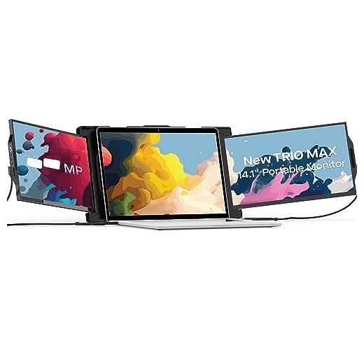 New Mobile Pixels Trio Max Portable Monitor, 14.1" Triple Monitors for 15''-17.3'' Laptops (Built-in Kickstand), USB A/Type-C FHD Laptop Screen Monitor(Optional Magnets), Windows/Android/macOS/Switch