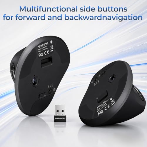 MOKURU Wireless Ergonomic Mouse, Supporting Bluetooth/2.4G Connection, Featuring 4 Buttons (Black) - image 4