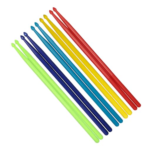 5 pares de baquetas de nylon de 16 pulgadas, con mango antideslizante y colores surtidos (rojo, amarillo, azul, verde), para práctica de batería jazz y actuaciones grupales