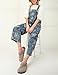 chouyatou Women 2025 Baggy Floral Denim Bib Overalls Jeans Casual Distressed Wide Leg Overall Jumptuis (Large, Blue)