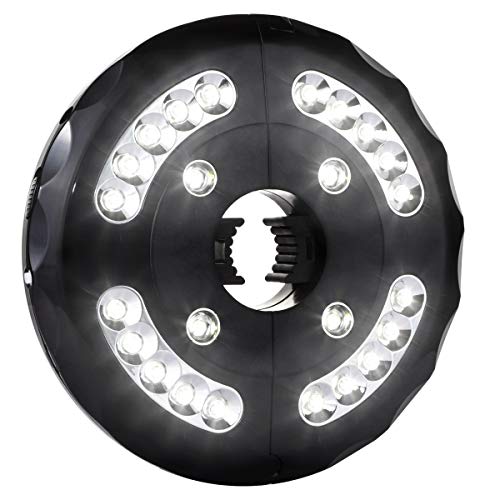 Criacr Patio Umbrella Light, 24 LED Cordless Outdoor Light, 12,000 Lux Parasol Lights, Battery Operated Umbrella Pole Light Tent Light Bearing Light for Umbrellas, Camping Tents, Outdoor Use (Black)