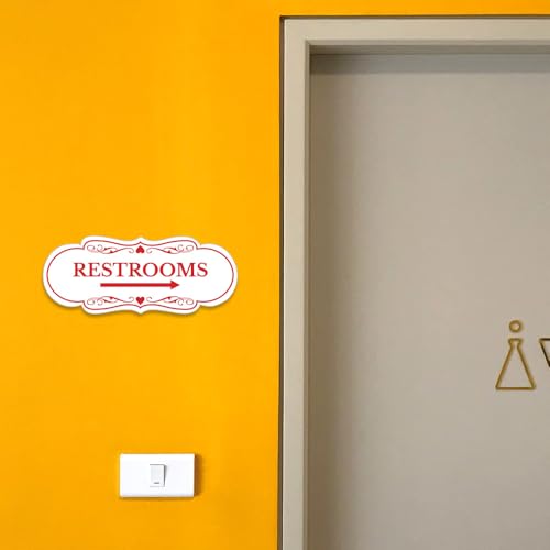 Panneau flèche droite pour toilettes de restaurant chic L - 5
