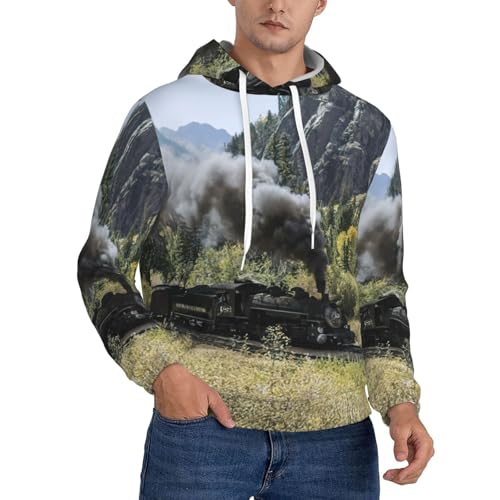 Sweat à capuche pour homme EdWal imprimé locomotive à vapeur style décontracté