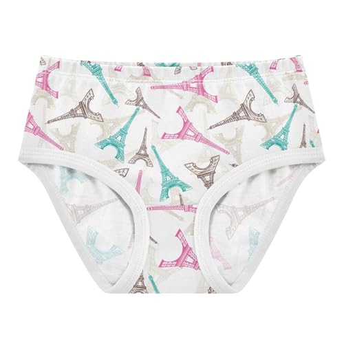 Little Girls' Soft Cotton Underwear Kids Breathable Comfort Eiffel Tower Panties Briefs Toddler