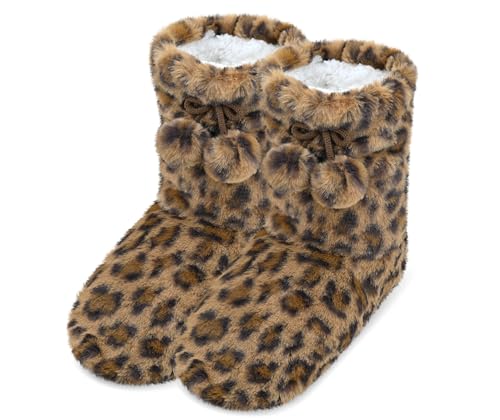 Image of DICUIRD Slipper Socks for Women,Fuzzy House Indoor Boots Slippers with Soft Soles,Warm Cozy Fluffy Sherpa Lined Booties Socks with Non Slip Bottom