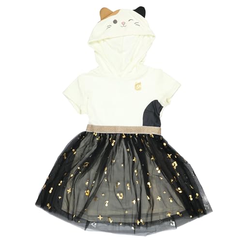 Squishmallows Cam The Cat Girls Short Sleeve Hooded Tulle Skirt Dress (X-Small 4)