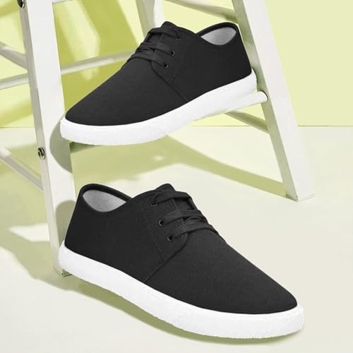 Image of BRUTON 201 Lace-Up Sneakers Slip-on Shoes for Men-Black