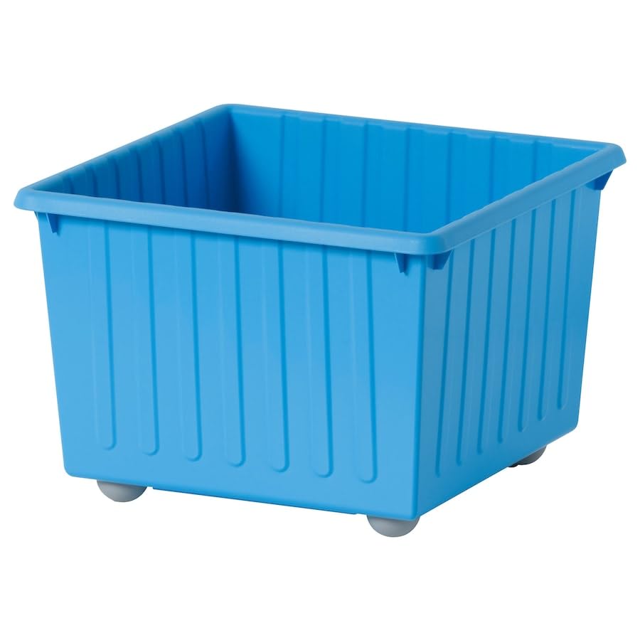 VESSLA Storage crate with castors, blue, 39x39 cm (15 ¼x15 ¼ )