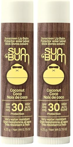 Image of Sun Bum SPF 30 Coconut Sunscreen Lip Balm, Vegan and Cruelty Free Broad Spectrum UVA/UVB Lip Care, Made with Aloe and Vitamin E for Moisturised Lips, 4.25g (Pack of 2)