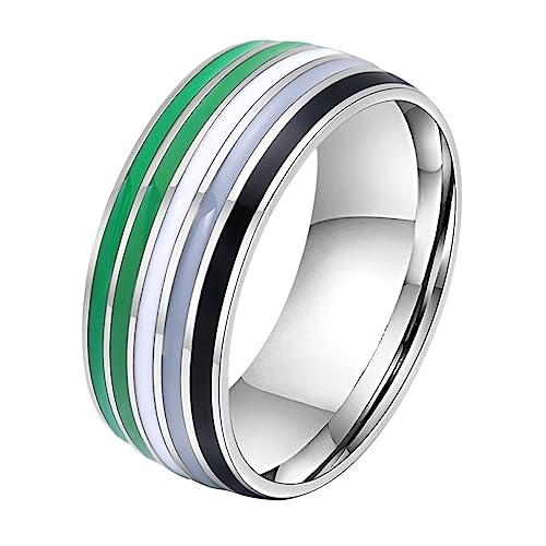 Image of Unisex 8mm Colorful Stripes Pride Ring | Stainless Steel, Unique Cool Enamel, Homosexuals LGBT Gay, Eternity Couple Wedding Band