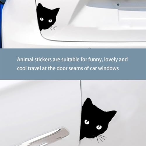 TQPUWT Autoaufkleber Lustige Katze, 3 Stück, Schwarz, Wasserdichte PVC, Cartoon, Katze, Metall, Kunststoff, Glas, Outdoor, Einmalgebrauch, Wand