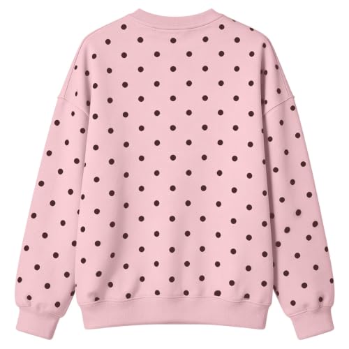 Polka Dot Sweatshirt for Women Oversized Crewneck Long Sleeve Pullover Tops - image 4