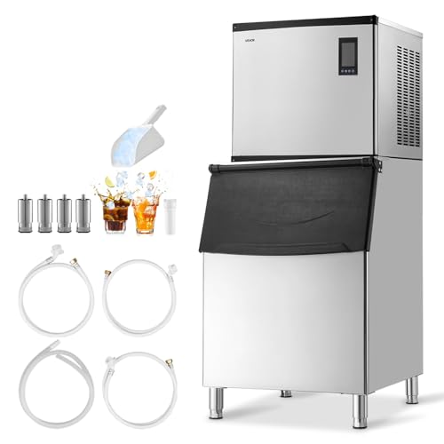 Image of VEVOR Commercial Ice Maker Machine, 1000LBS /24H Ice-Making Machine with 500LBS Stainless Steel Storage Bin, Auto Self-Cleaning Ice Maker with Touchscreen for Bar Cafe Restaurant Business Commercial
