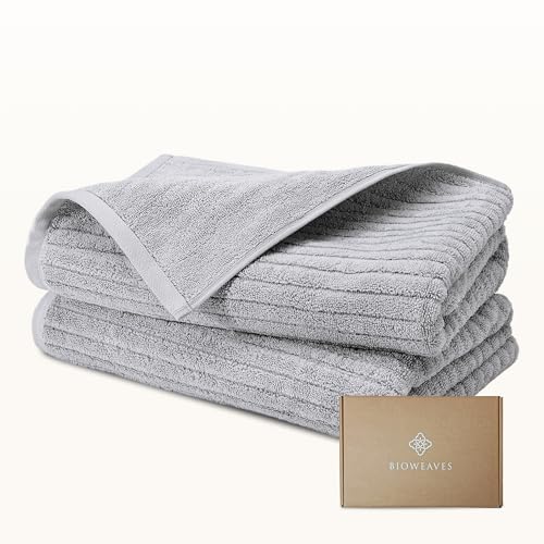BIOWEAVES 100% Organic Cotton 700 GSM Luxury Ribbed Bath Towel