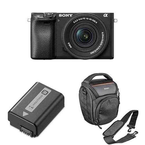 Sony Alpha 6400 Systemkamera Bundle mit 16-50mm Objektiv, NP-FW50 Zusatzakku & LCS-AMB Kameratasche - 0,02s Autofokus mit Augenerkennung, 4K Video, Klappdisplay, ideal für Vlogging, Foto & Reise