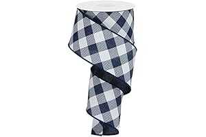 Diagonal Plaid Check Wired Edge Ribbon - 10 Yards