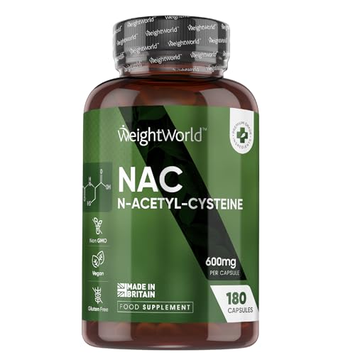 NAC N-Acetyl-Cysteine 600mg - 180 Vegan Capsules (6 Months Supply) - High Strength NAC Supplement - Glutathione Supplement - Highly Bioavailable, Non-Toxic, Stable & Vegan - Amino Acid Supplement