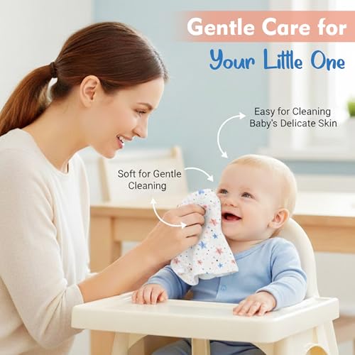 Image of GLUN Soft Premium Baby Washcloth for Newborn, Pack of 8 Printed Mini Wash Towel, Washable, Reusable, & Absorbent, Extra Soft Face Towels for Babies