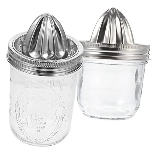WEKADRIN 2 Piezas Exprimidor De Acero Inoxidable Jugo De Ciruela Exprimidor Manual De Citricos Exprimidor De Naranjas De Mano Apretones Pequeño Exprimidor Agrios Piña Zumo De Naranja Vidrio