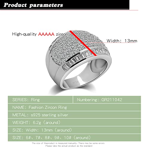Luxury Women Platinum Plated Solid 925 Sterling Silver Ring 5A Cubic Zircon Inlaid Dense Wedding Ring Sizes 6-10# Fashion Jewelry Gift Party Accessories3