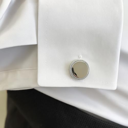Par de mancuernas redondas plateadas para camisa miniatura 3