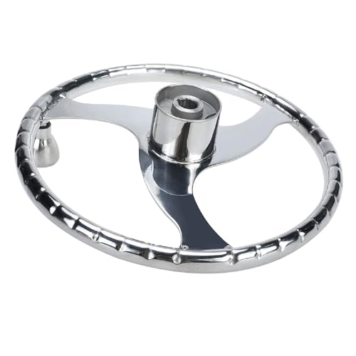 image for NovelBee 3 Spokes Stainless Steel Sport Steering Wheel with Finger Gri