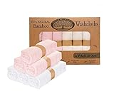 Organic Bamboo Baby Washcloths – Ultra Soft Baby WashCloths for Face & Body, Gentle on Sensitive Skin – Organic Baby Towels with Bamboo Made from Rayon Fiber 10 x 10 by Touch of Nature (Pink/White)