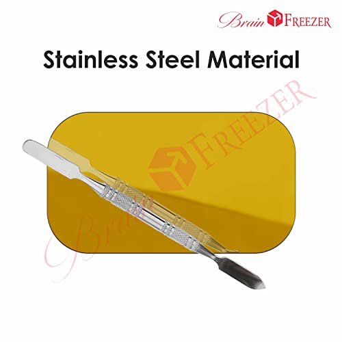 Image of Brain Freezer Shiny Makeup Palette with Stainless Steel Round Shape Spatula, Golden 100 g