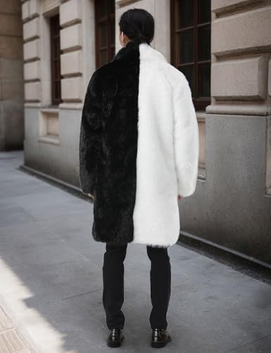 Image of Mens Winter Warm Leopard Faux Fur Long Length Luxury Outerwear Coat Jacket