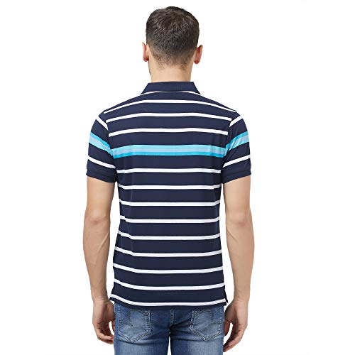 Image of Status Quo Men's Striped Regular Fit T-Shirt (MT-CL-196AQUAXL Aqua XL)