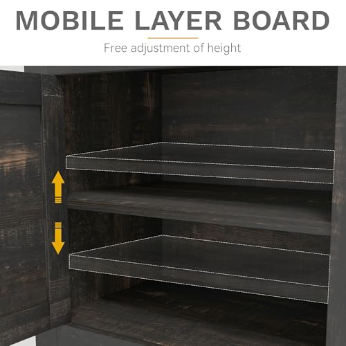 DWVO Farmhouse TV Stand for 75/80 Inches TVs, Entertainment Centers Furniture 30" Tall, TV Consoles with Storage Drawers & Power Outlet, Rustic TV Stands for Living Room, Dark Rustic Oak