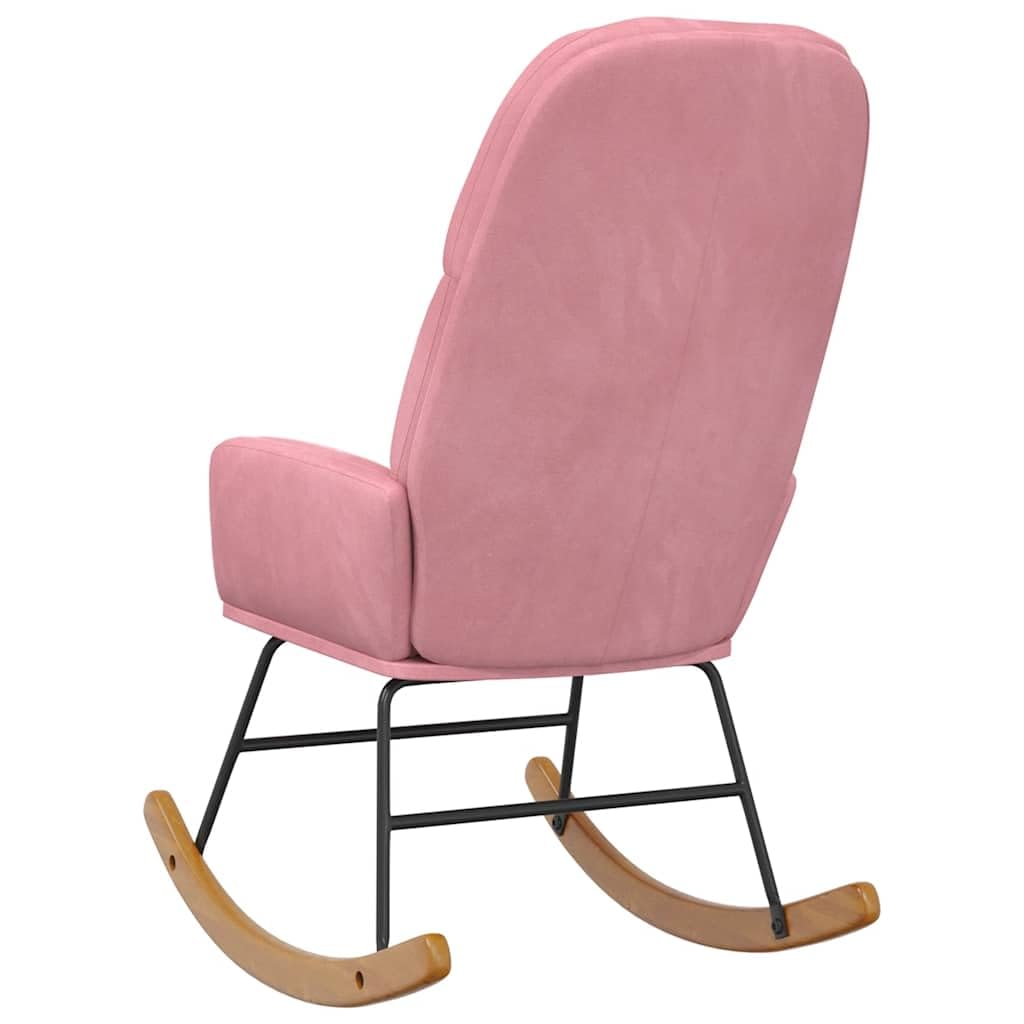 Mecedora de terciopelo rosa con acolchado y reposabrazos, silla de relax ergonómica para salón, dormitorio y habitación de bebé, sillón reclinable moderno con respaldo, balancín y estructura