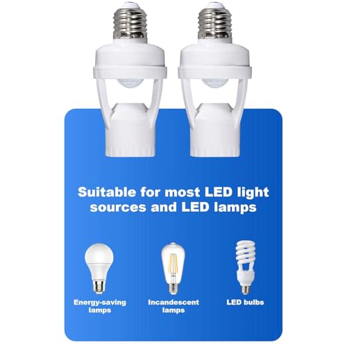 Genérico Portalámparas Con Sensor Movimiento Atornillado,E27 Casquillo De Luz Con Sensor De Cuerpo Humano,Inteligente Adaptador De Bombilla, Control De Luz De Encendi - imagen 6