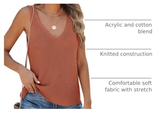 Image of Tutorutor Womens V Neck Sweater Tank Tops Summer Crochet Knit Vest Top