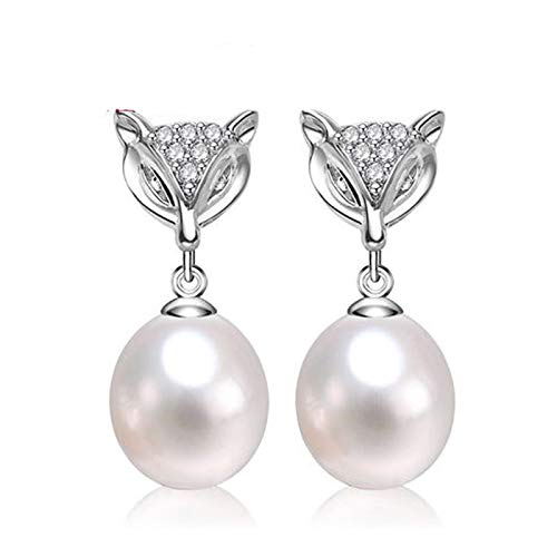 Boucles d'oreilles perles d'eau douce argent 925 anti-allergie motif renard
