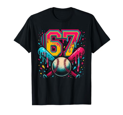 Baseball Drip 6 7 Number 67 Six Seven Meme Mens Boys Kids T-Shirt