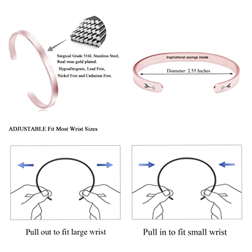 Joycuff 2023 Graduation Gifts For Daughter Class Of 2023 Bracelets For Girls Stainless Steel Cuff Bangle For Women Gift For Daughter From Mom Dad Parents Rose Gold Bracelets #TOP3