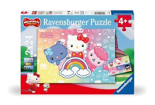 Ravensburger - Puzzle: Hello Kitty, Puzzles Infantiles 4 Años o Más, 2x24 Piezas, Rompecabzas, Regalos Niños 4 Años