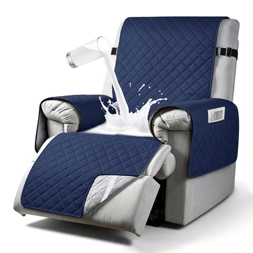 aolceth Sesselschoner für Fernsehsessel, Wasserdicht Relaxsessel Sesselschoner mit Taschen Armlehne, 1 Sitzer Sesselauflage Anti-Rutsc Sesselbezug für Möbelschutz