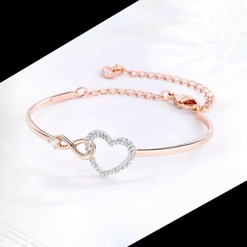 To My Daughter Forever Connected Bracelet,Infinity Love Cuff You Are Always In Mine Heart Cubic Zirconia Bracelet from Mom, Adjustable Inspirational Gift Jewelry for Daughter - Image 3